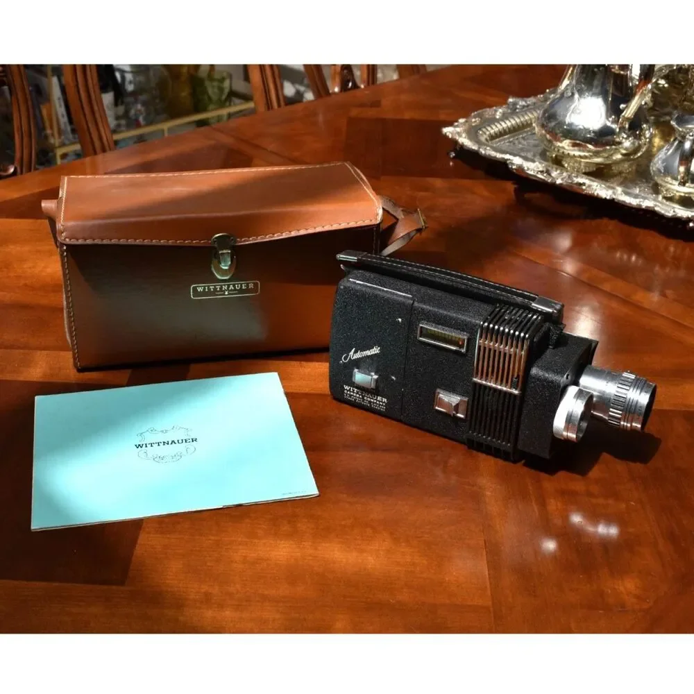 Rare Wittnauer Cine-Twin Zoom 800 8mm Movie Camera 1962 USA w/ Case & Manual